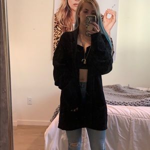 John Varvatos Black Wool Cardigan